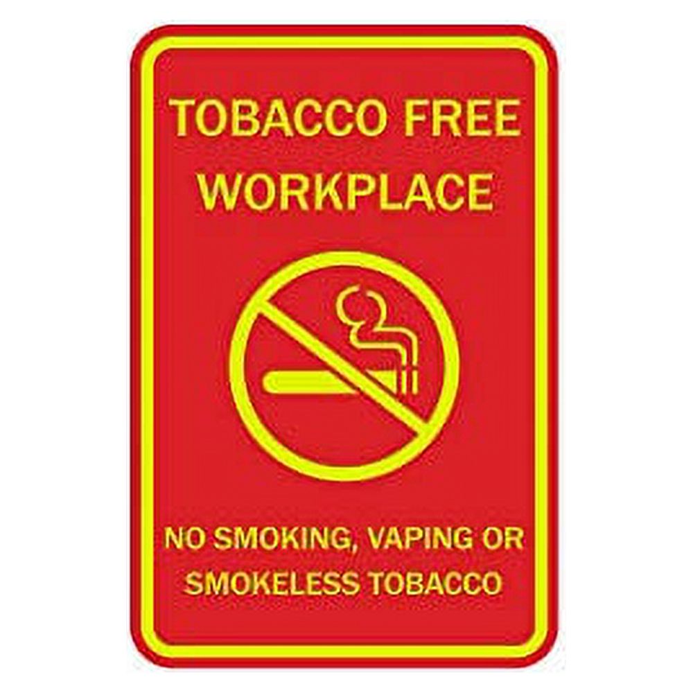 Portrait Round Free Workplace No Smoking, Vaping Or Smokeless Sign (Red
