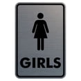 thumbnail image 1 of Portrait Round Girls Restroom Sign (Brushed Silver) - Medium 5" x 7", 1 of 3