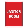 thumbnail image 1 of Portrait Round Janitor Room Sign (Red) - Large 6" x 8", 1 of 3