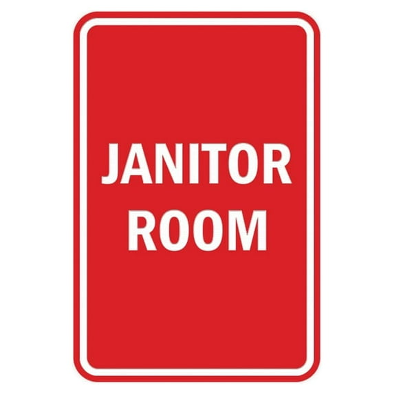 Portrait Round Janitor Room Sign (Red) - Large 6" x 8"