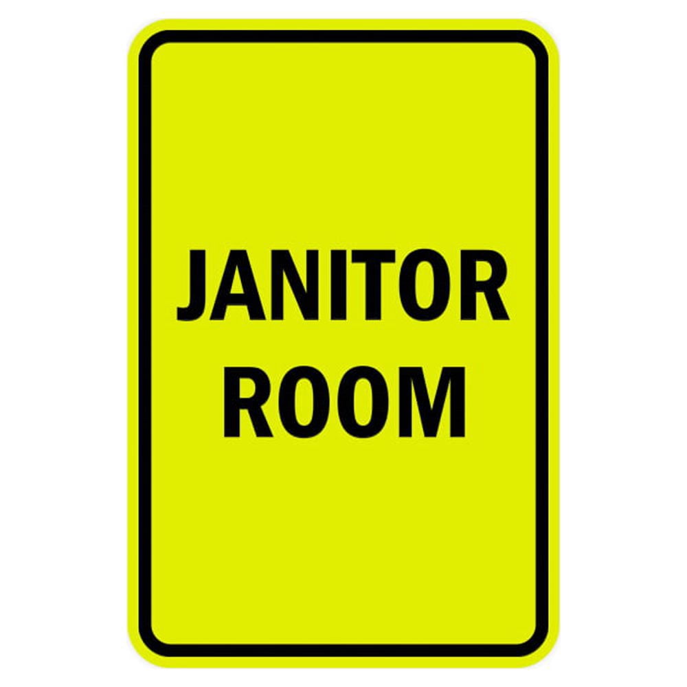 Portrait Round Janitor Room Sign (Yellow / Black) - Large 6