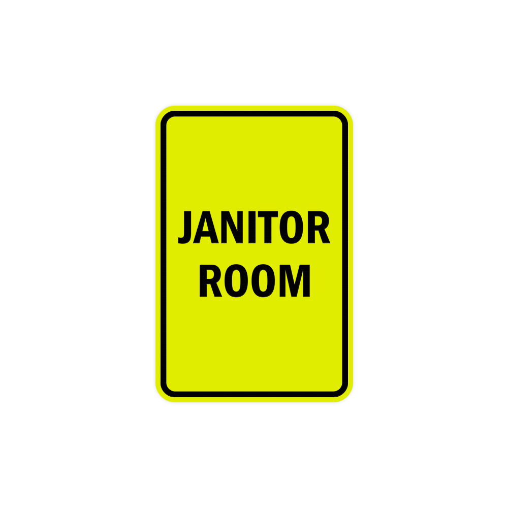 Portrait Round Janitor Room Sign (Yellow / Black) - Medium 5
