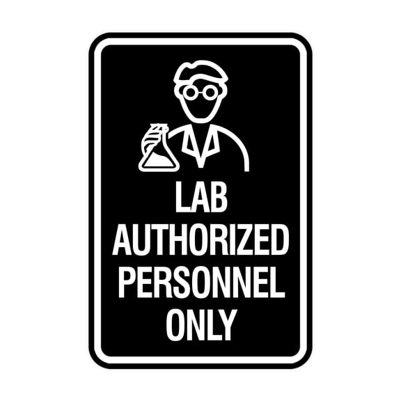 Portrait Round Lab Authorized Personnel Only Sign (Black) - Small
