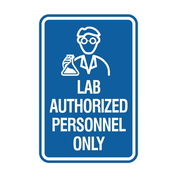 Portrait Round Lab Authorized Personnel Only Sign (Blue) - Small