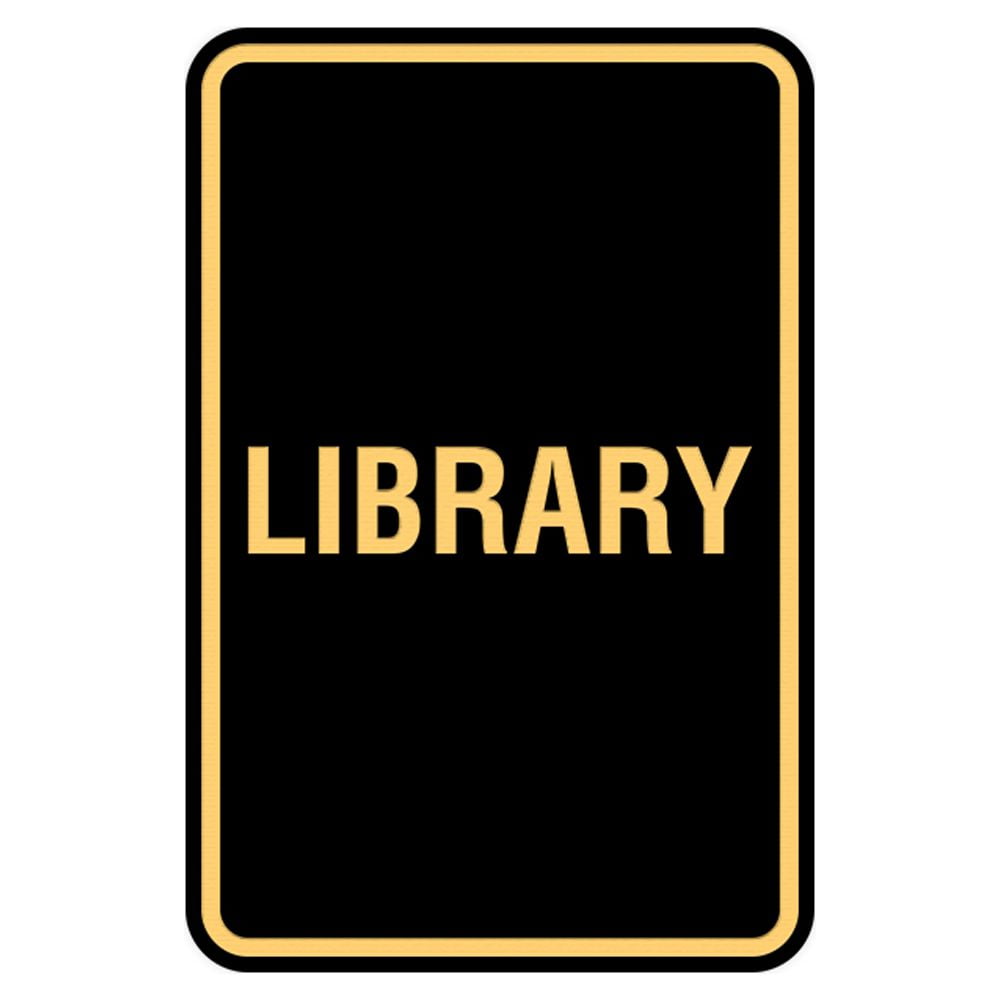 Library Shadow Sign Portrait Round Library Sign (Black Gold) - Large 6