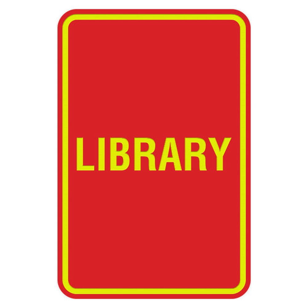 Library Yellow Sign Portrait Round Library Sign (Red/Yellow) - Large 6
