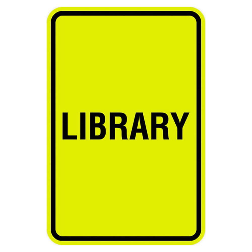 Portrait Round Library Sign (Yellow / Black) - Small 4