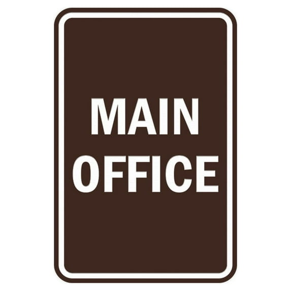 Portrait Round Main Office Sign (Dark Brown) - Large 6" x 8"