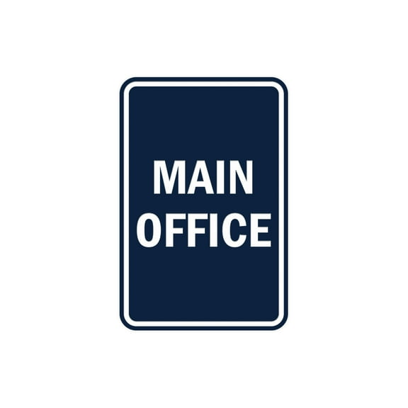 Portrait Round Main Office Sign (Navy Blue / White) - Small 4" x 6"