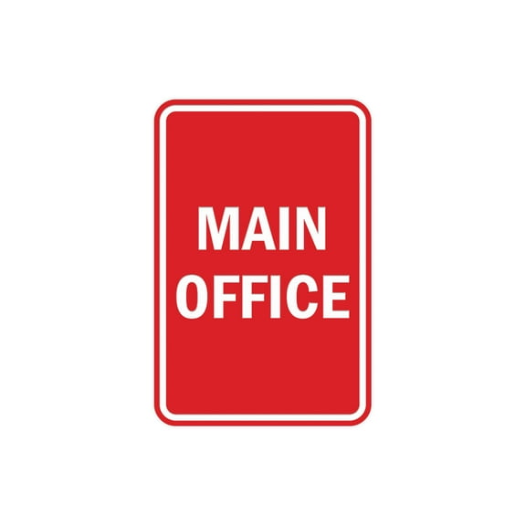 Portrait Round Main Office Sign (Red) - Small 4" x 6"