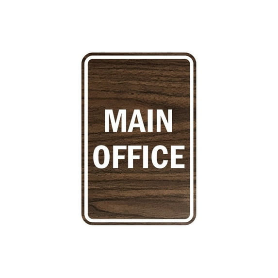Portrait Round Main Office Sign (Walnut) - Small 4" x 6"