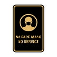 thumbnail image 1 of Portrait Round No Face Mask No Service Sign (Black Gold) - Medium 5" x 7", 1 of 3