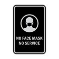 thumbnail image 1 of Portrait Round No Face Mask No Service Sign (Black / Silver) - Small 4" x 6", 1 of 3
