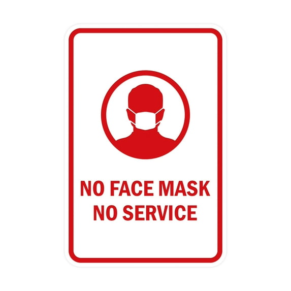 Portrait Round No Face Mask No Service Sign (White/Red) - Large 6" x 8"