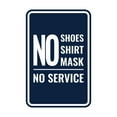 thumbnail image 1 of Portrait Round No Shoes No Shirt No Mask No Service Sign (Navy Blue / White) - Small, 1 of 1