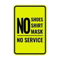 thumbnail image 1 of Portrait Round No Shoes No Shirt No Mask No Service Sign (Yellow / Black) - Large, 1 of 3