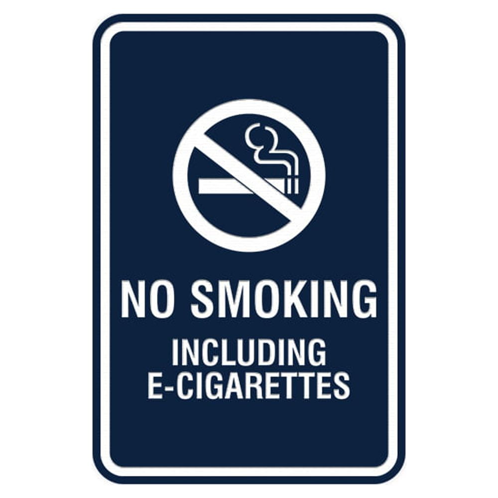 navy blue cigarettes Portrait Round No Smoking Including E-Cigarettes Sign (Navy Blue/Gold) -  Small 4