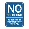 thumbnail image 1 of Portrait Round No Soliciting Do Not Bother Us If We Do Not Know You Sign (Blue) - Small, 1 of 7