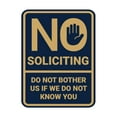 thumbnail image 1 of Portrait Round No Soliciting Do Not Bother Us If We Do Not Know You Sign (Navy Blue/Gold) - Large, 1 of 7