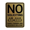 thumbnail image 1 of Portrait Round No Soliciting Family Friends and Neighbor Welcome Sign (Brushed Gold) - Small, 1 of 7