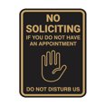 thumbnail image 1 of Portrait Round No Soliciting If You Do Not Have An Appointment Do Not Disturb Us Sign (Black /Gold) - Small, 1 of 7