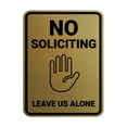 thumbnail image 1 of Portrait Round No Soliciting Leave Us Alone Sign (Brushed Gold) - Medium, 1 of 7
