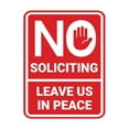 thumbnail image 1 of Portrait Round No Soliciting Leave Us In Peace Sign (Red) - Large, 1 of 7