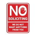 thumbnail image 1 of Portrait Round No Soliciting We Do Not Want Anything From You Sign (Red) - Large, 1 of 7