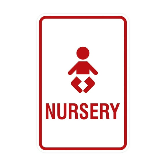 Portrait Round Nursery Sign (White/Red) - Small 4" x 6"