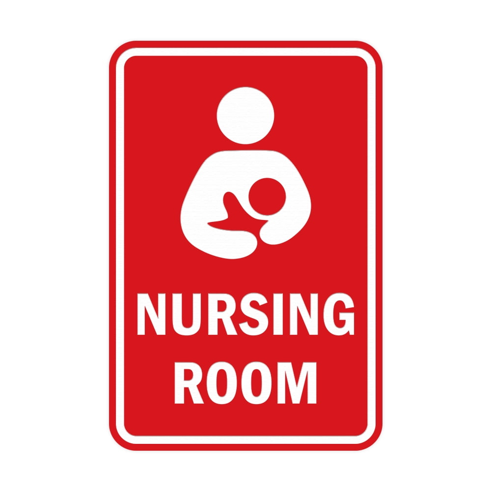 Portrait Round Nursing Room Sign (Red) - Large 6