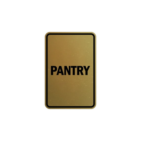 Portrait Round Pantry Sign With Adhesive Tape (Brushed Gold) Large 6" x 8"