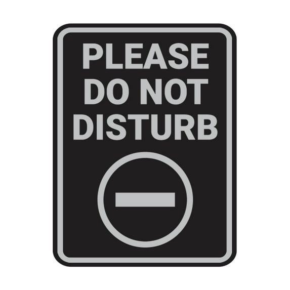 Portrait Round Please Do Not Disturb Sign (Black / Silver) - Small