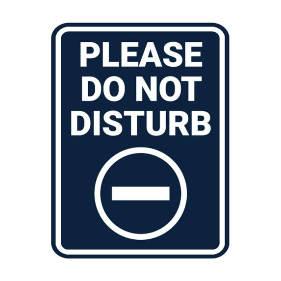 Portrait Round Please Do Not Disturb Sign (Navy Blue / White) - Small