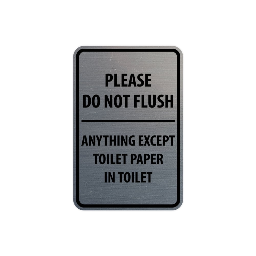 Portrait Round Please Do Not Flush Anything (Brushed Silver) Large 6