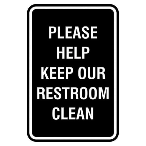 Portrait Round Please Help Keep Our Restroom Clean Sign (Black) - Small 4" x 6"