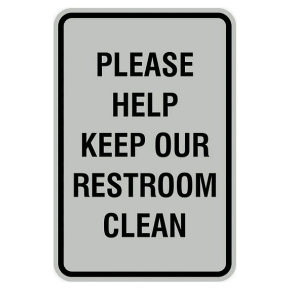 Portrait Round Please Help Keep Our Restroom Clean Sign (Lt Gray) - Small 4" x 6"