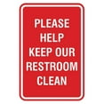 thumbnail image 1 of Portrait Round Please Help Keep Our Restroom Clean Sign (Red) - Small 4" x 6", 1 of 3