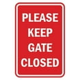 thumbnail image 1 of Portrait Round Please Keep Gate Closed Sign (Red) - Medium 5" x 7", 1 of 3