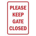 thumbnail image 1 of Portrait Round Please Keep Gate Closed Sign (White/Red) - Medium 5" x 7", 1 of 3