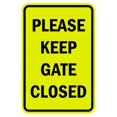 thumbnail image 1 of Portrait Round Please Keep Gate Closed Sign (Yellow / Black) - Medium 5" x 7", 1 of 3