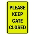 thumbnail image 1 of Portrait Round Please Keep Gate Closed Sign (Yellow / Black) - Small 4" x 6" ", 1 of 3