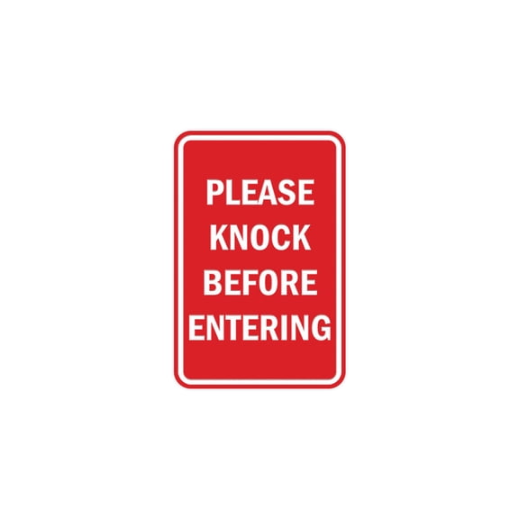 Portrait Round Please Knock Before Entering Sign (Red) - Small 4" x 6"