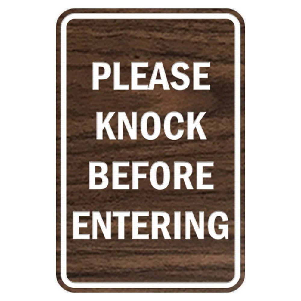 Portrait Round Please Knock Before Entering Sign (Walnut) - Small 4" x ...