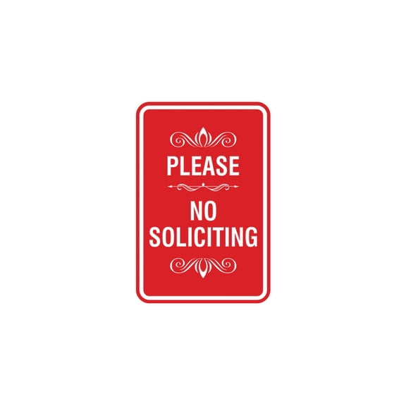 Portrait Round Please No Soliciting Sign (Red) - Medium 5" x 7"
