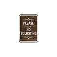 thumbnail image 1 of Portrait Round Please No Soliciting Sign (Walnut) - Large 6" x 8", 1 of 3