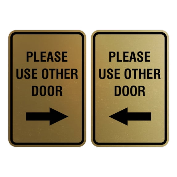 Please Set Over Sign Portrait Round Please Use Other Door Sign Set (Brushed Gold) - Large 6 ...