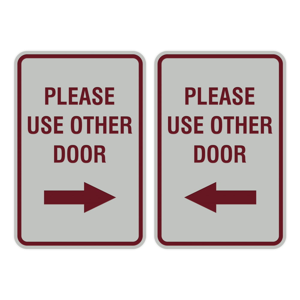 Portrait Round Please Use Other Door Sign Set (White/Red) - Small 4 x 6 