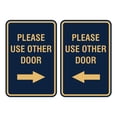thumbnail image 1 of Portrait Round Please Use Other Door Sign Set (Navy Blue/Gold) - Small 4" x 6", 1 of 3