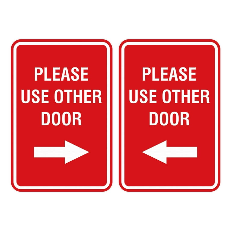 Portrait Round Please Use Other Door Sign Set (Red) - Large 6 x 8