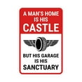thumbnail image 1 of Portrait Round Plus A Man's Home Is His Castle But His Garage Is His Sanctuary Wall or Door Sign | Easy Installation | Funny Novelty Imitation Warning Signs - Medium, 1 of 6